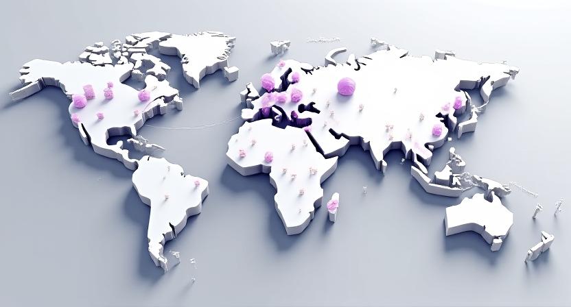 High tech global mapping tool showing data flow