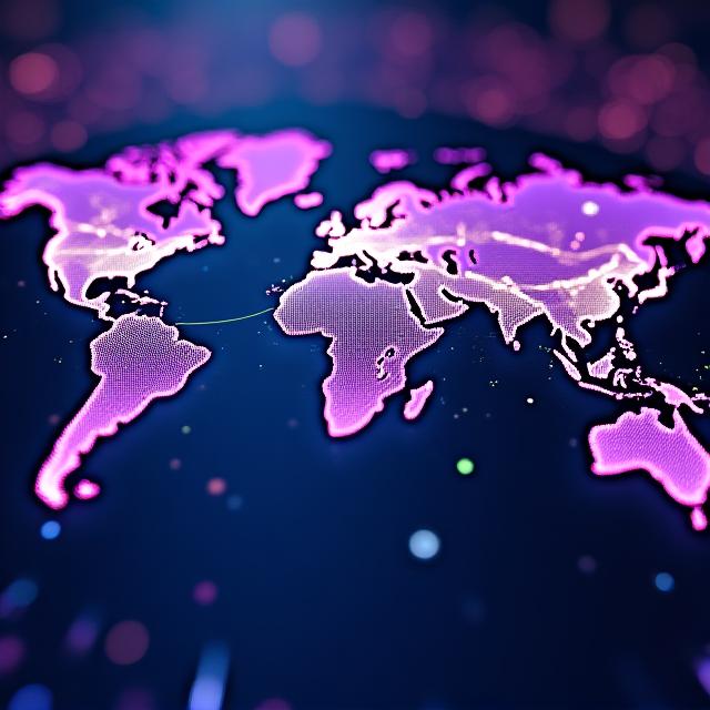 Futuristic digital trade routes connecting global data hubs